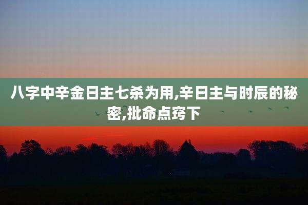 八字中辛金日主七杀为用,辛日主与时辰的秘密,批命点窍下
