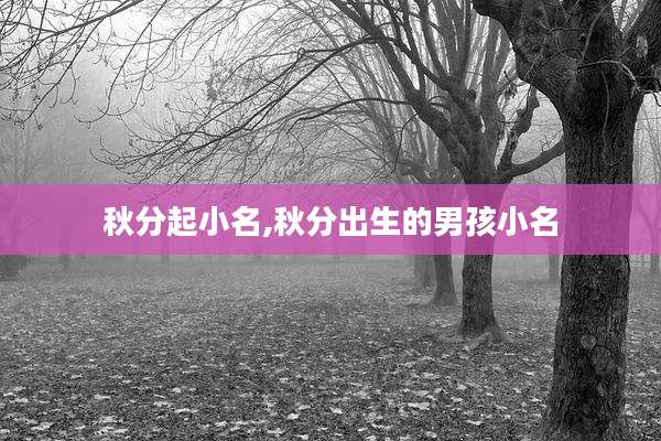 秋分起小名,秋分出生的男孩小名
