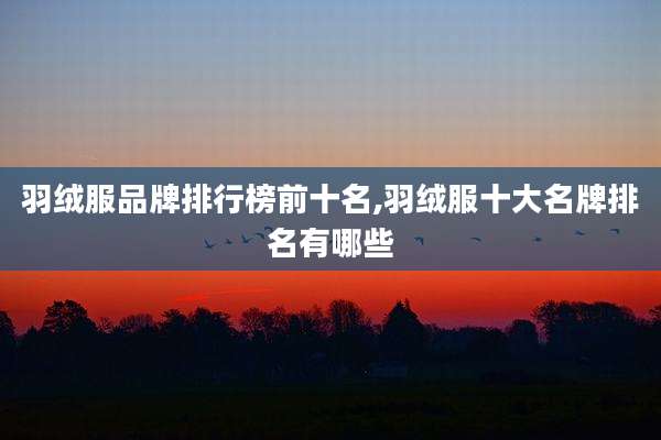 羽绒服品牌排行榜前十名,羽绒服十大名牌排名有哪些
