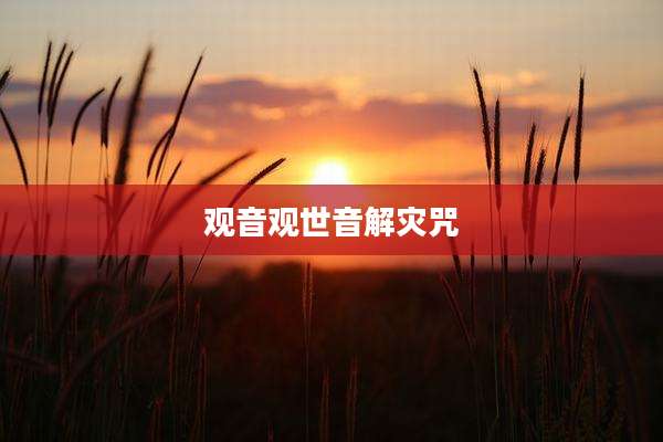 观音观世音解灾咒