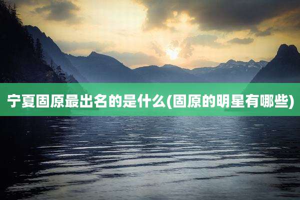 宁夏固原最出名的是什么(固原的明星有哪些)