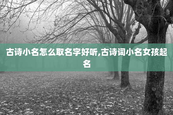 古诗小名怎么取名字好听,古诗词小名女孩起名