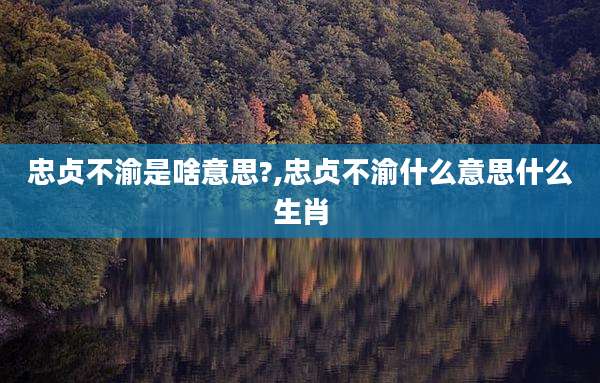 忠贞不渝是啥意思?,忠贞不渝什么意思什么生肖