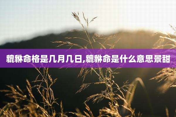 貔貅命格是几月几日,貔貅命是什么意思景甜