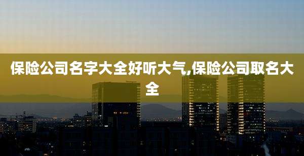 保险公司名字大全好听大气,保险公司取名大全
