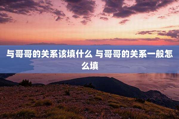 与哥哥的关系该填什么 与哥哥的关系一般怎么填