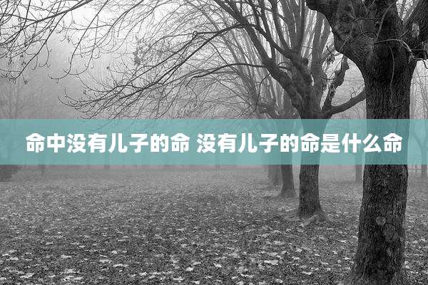 命中没有儿子的命 没有儿子的命是什么命