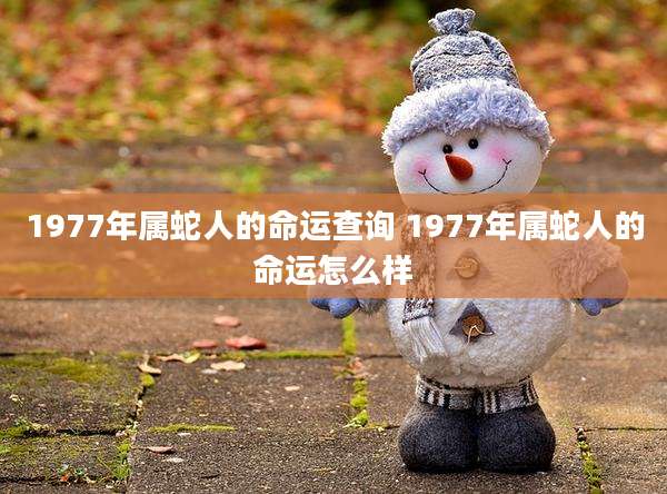 1977年属蛇人的命运查询 1977年属蛇人的命运怎么样
