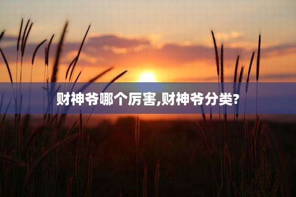 财神爷哪个厉害,财神爷分类?