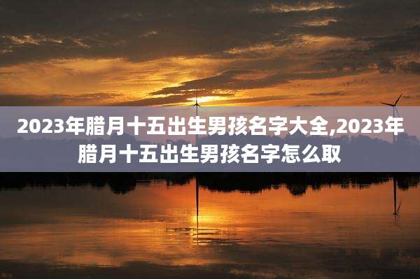 2023年腊月十五出生男孩名字大全,2023年腊月十五出生男孩名字怎么取