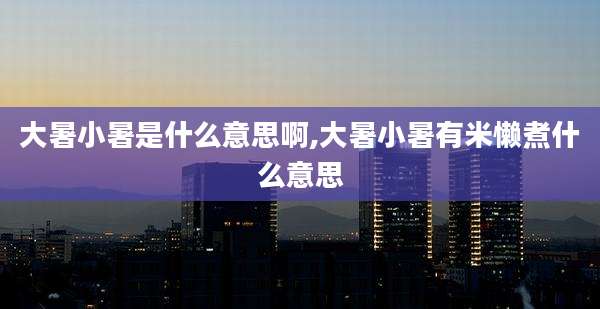 大暑小暑是什么意思啊,大暑小暑有米懒煮什么意思