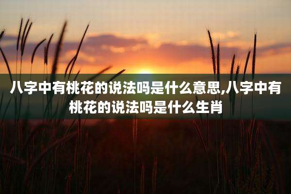 八字中有桃花的说法吗是什么意思,八字中有桃花的说法吗是什么生肖