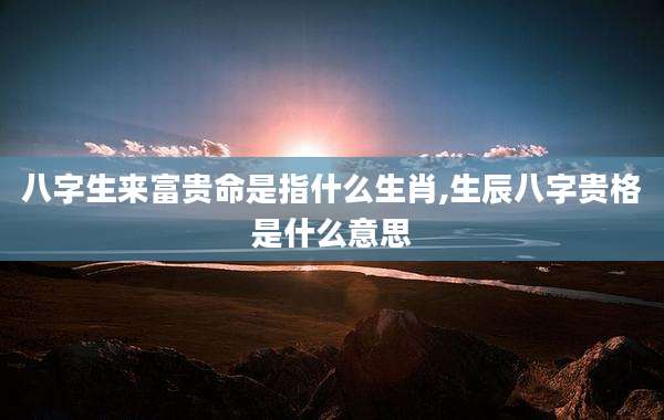 八字生来富贵命是指什么生肖,生辰八字贵格是什么意思