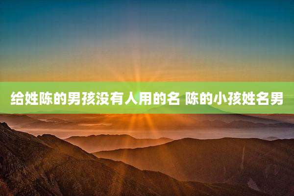 给姓陈的男孩没有人用的名 陈的小孩姓名男