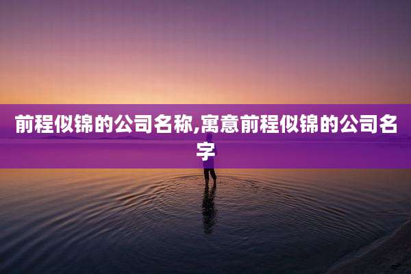 前程似锦的公司名称,寓意前程似锦的公司名字