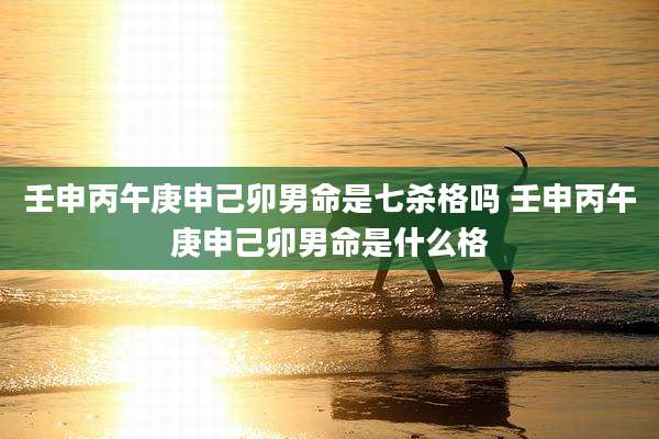 壬申丙午庚申己卯男命是七杀格吗 壬申丙午庚申己卯男命是什么格