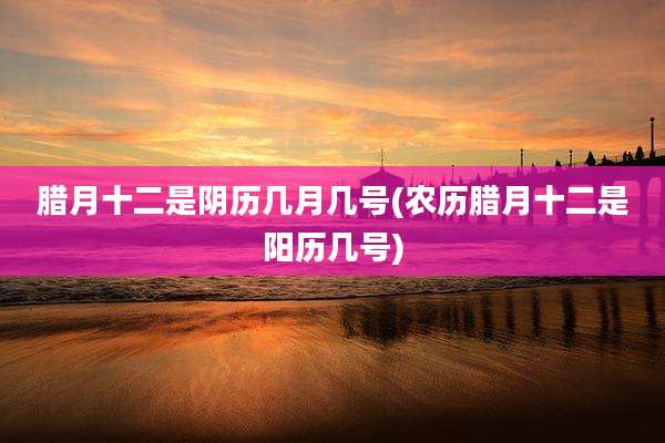 腊月十二是阴历几月几号(农历腊月十二是阳历几号)