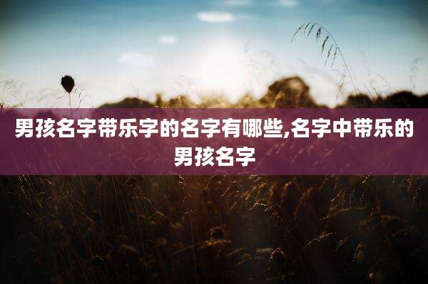 男孩名字带乐字的名字有哪些,名字中带乐的男孩名字