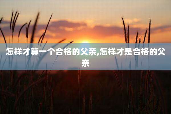 怎样才算一个合格的父亲,怎样才是合格的父亲