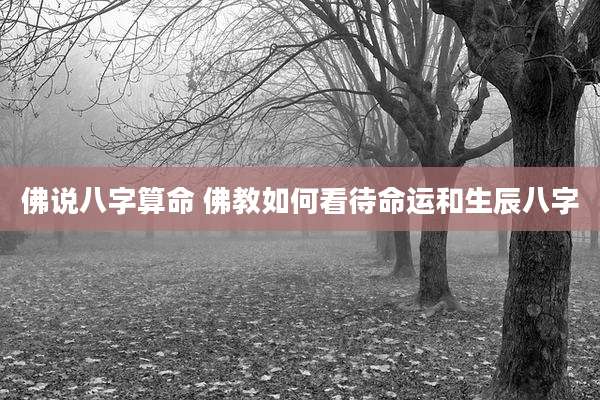 佛说八字算命 佛教如何看待命运和生辰八字