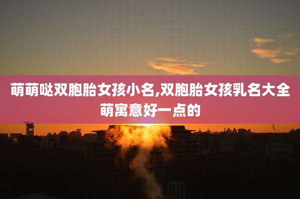 萌萌哒双胞胎女孩小名,双胞胎女孩乳名大全萌寓意好一点的