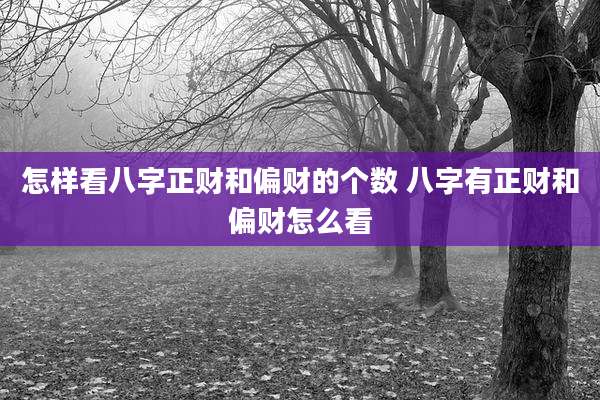 怎样看八字正财和偏财的个数 八字有正财和偏财怎么看