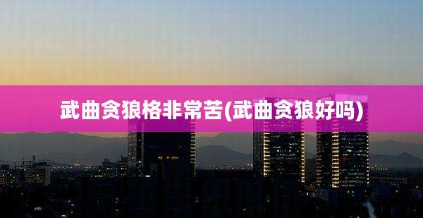 武曲贪狼格非常苦(武曲贪狼好吗)
