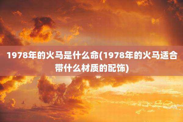 1978年的火马是什么命(1978年的火马适合带什么材质的配饰)