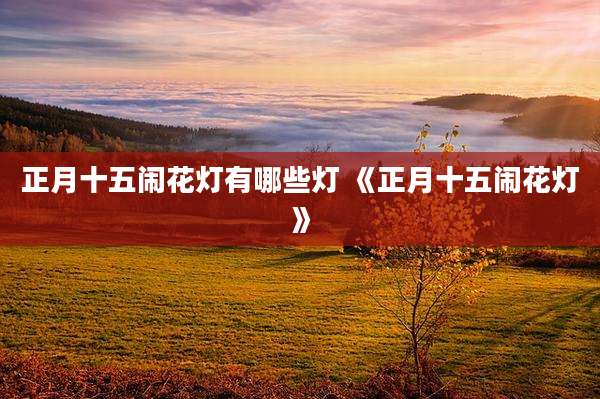 正月十五闹花灯有哪些灯 《正月十五闹花灯》