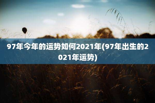 97年今年的运势如何2021年(97年出生的2021年运势)