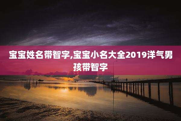 宝宝姓名带智字,宝宝小名大全2019洋气男孩带智字