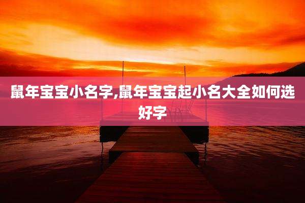 鼠年宝宝小名字,鼠年宝宝起小名大全如何选好字
