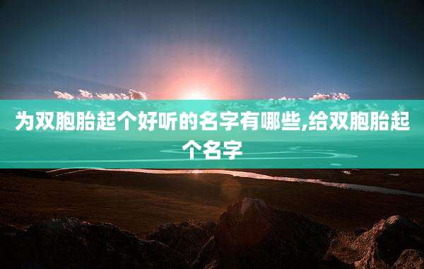 为双胞胎起个好听的名字有哪些,给双胞胎起个名字