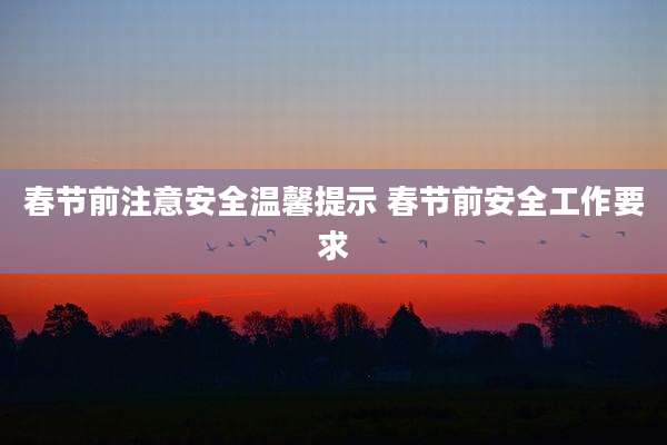 春节前注意安全温馨提示 春节前安全工作要求