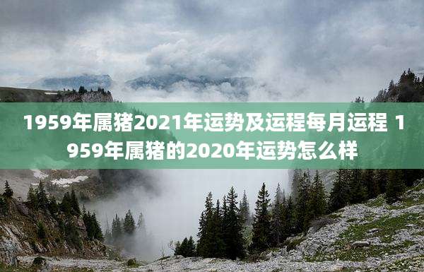 1959年属猪2021年运势及运程每月运程 1959年属猪的2020年运势怎么样