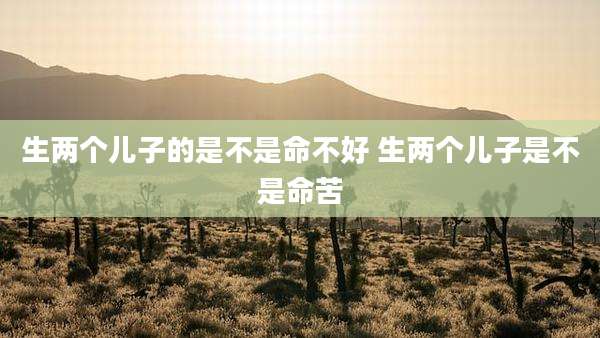 生两个儿子的是不是命不好 生两个儿子是不是命苦