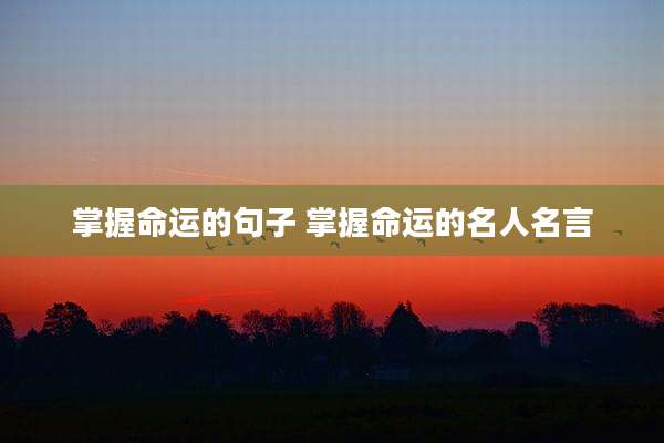 掌握命运的句子 掌握命运的名人名言