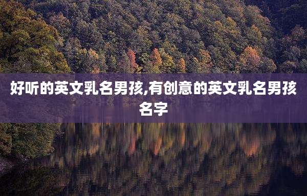 好听的英文乳名男孩,有创意的英文乳名男孩名字