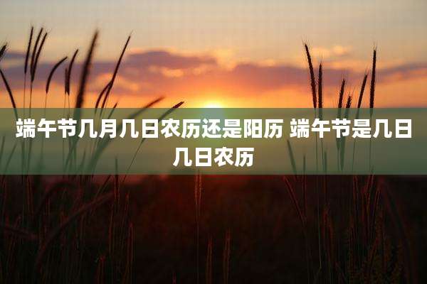 端午节几月几日农历还是阳历 端午节是几日几日农历