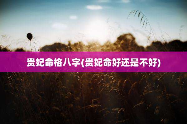 贵妃命格八字(贵妃命好还是不好)