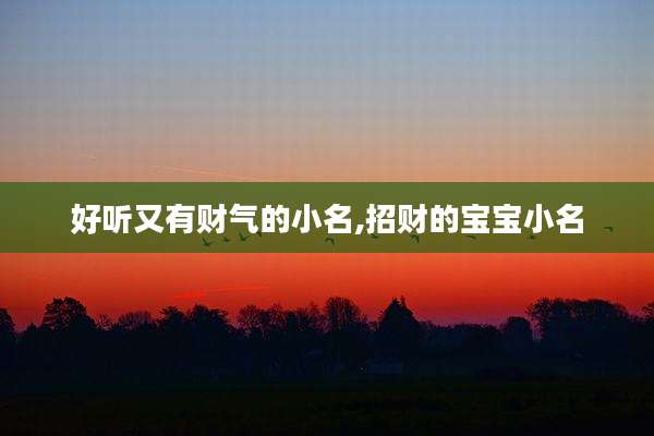 好听又有财气的小名,招财的宝宝小名