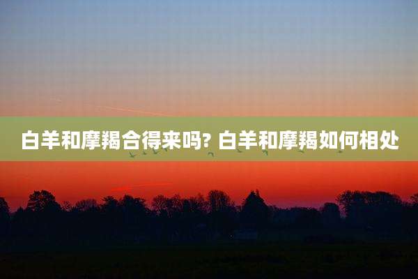 白羊和摩羯合得来吗? 白羊和摩羯如何相处