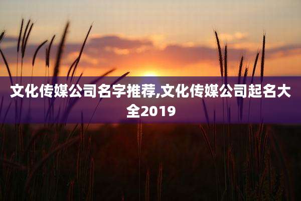 文化传媒公司名字推荐,文化传媒公司起名大全2019