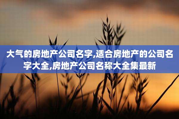 大气的房地产公司名字,适合房地产的公司名字大全,房地产公司名称大全集最新