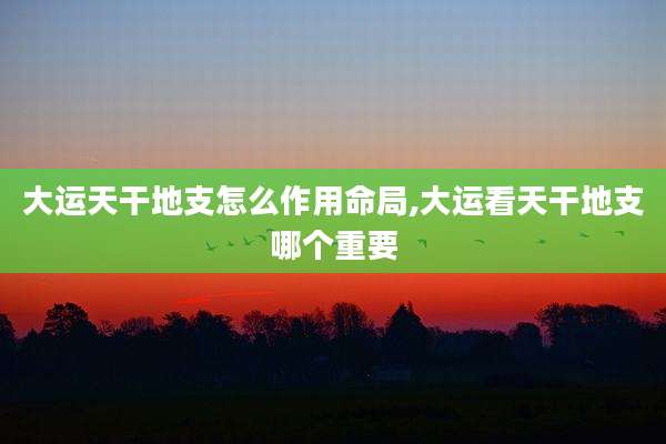 大运天干地支怎么作用命局,大运看天干地支哪个重要