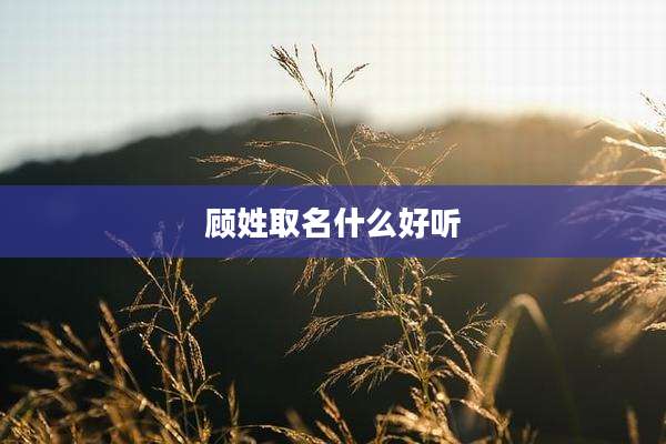 顾姓取名什么好听