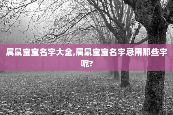 属鼠宝宝名字大全,属鼠宝宝名字忌用那些字呢?