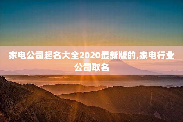 家电公司起名大全2020最新版的,家电行业公司取名