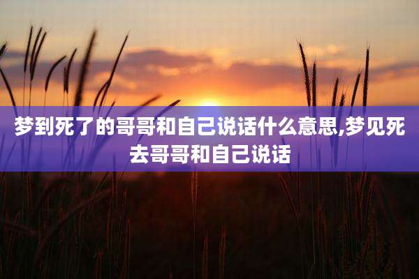 梦到死了的哥哥和自己说话什么意思,梦见死去哥哥和自己说话