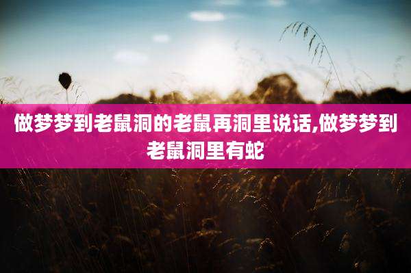 做梦梦到老鼠洞的老鼠再洞里说话,做梦梦到老鼠洞里有蛇